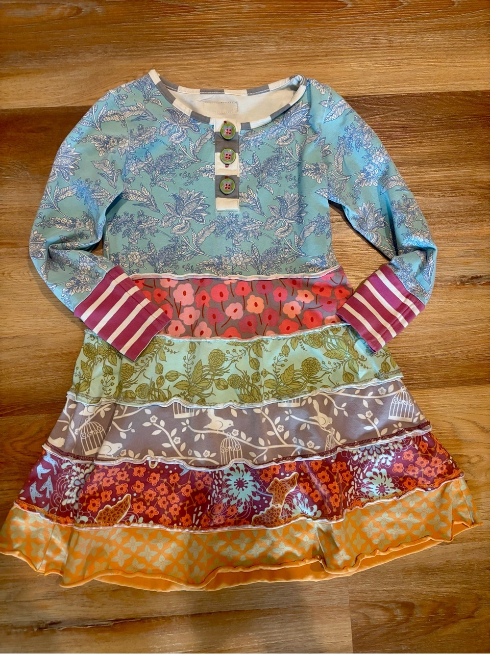 Matilda Jane Girls' Multicolor Tiered Long-Sleeve Dress